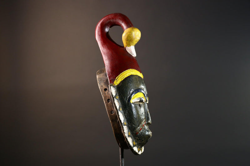 African Guro Mask Carved Wood Tribal Face Western Africa Ritual Art Decor Unique Handmade Collectible Ethnic Walls Home Sculpture-G5679