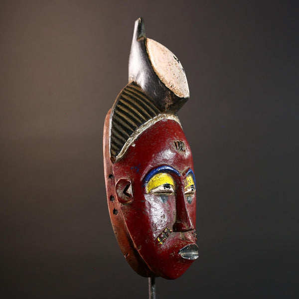 African Guro Tribal Mask Carved Wood Ethnic Home Decor Collectible Vintage Sculpture Handmade Wall Art Authentic Cultural Artifact-G5680