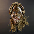 African Dan Mask Hand Carved Cowrie Shell Rustic Tribal Wall Decor Art Sculpture Gallery Display Very Unique Home Accent Wood Carving-G5696