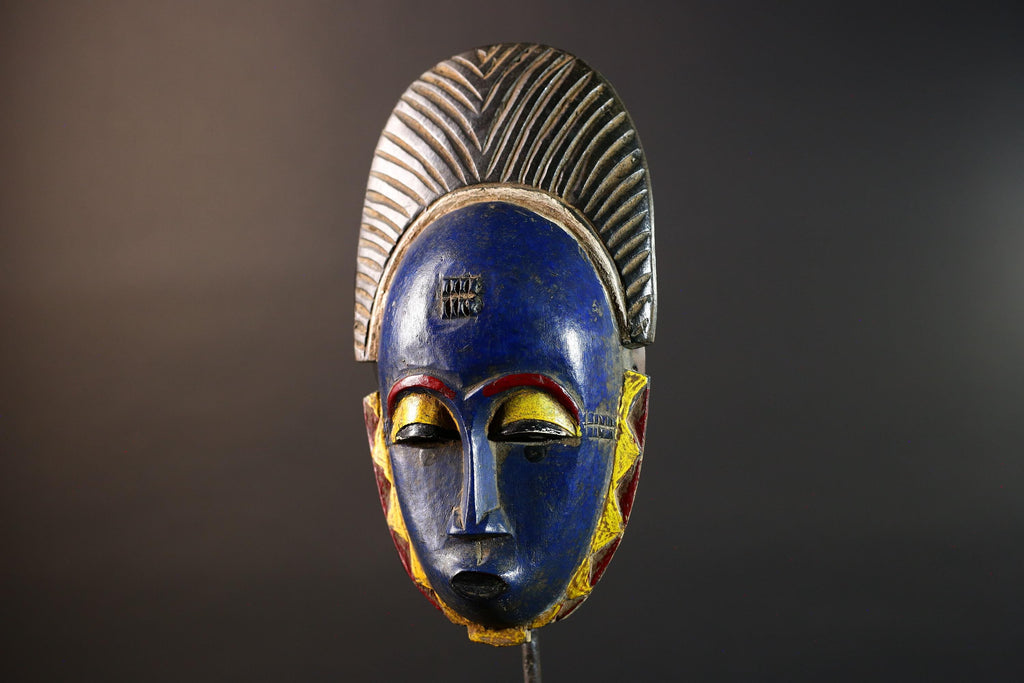 African Sun Face Wall Mask Hand-Carved Wood Tribal Home Decor Ethnic Art Hanging Piece Unique Handcrafted Gift One-of-a-Kind Collector -9720