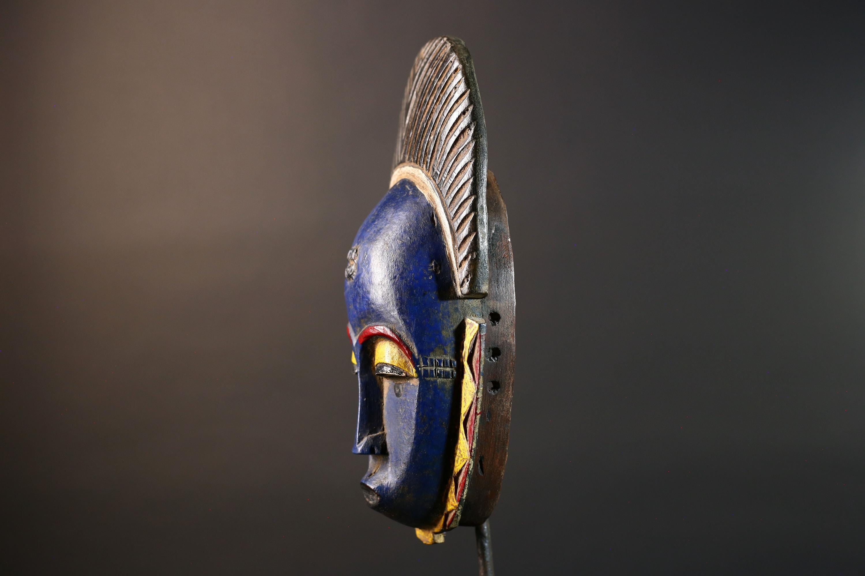 African Sun Face Wall Mask Hand-Carved Wood Tribal Home Decor Ethnic Art Hanging Piece Unique Handcrafted Gift One-of-a-Kind Collector -9720