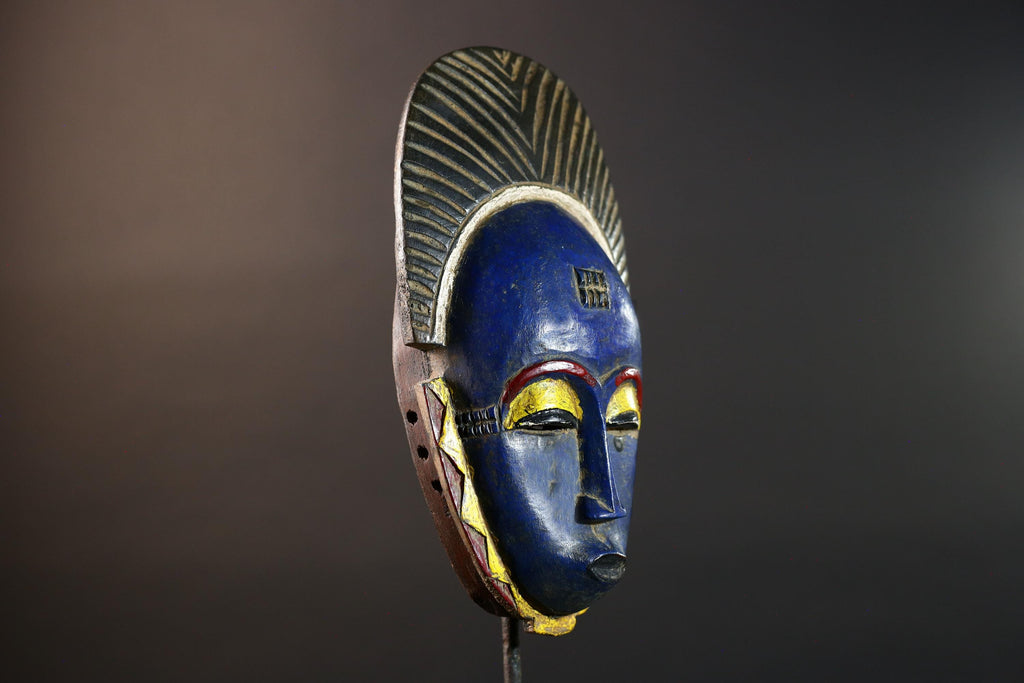 African Sun Face Wall Mask Hand-Carved Wood Tribal Home Decor Ethnic Art Hanging Piece Unique Handcrafted Gift One-of-a-Kind Collector -9720