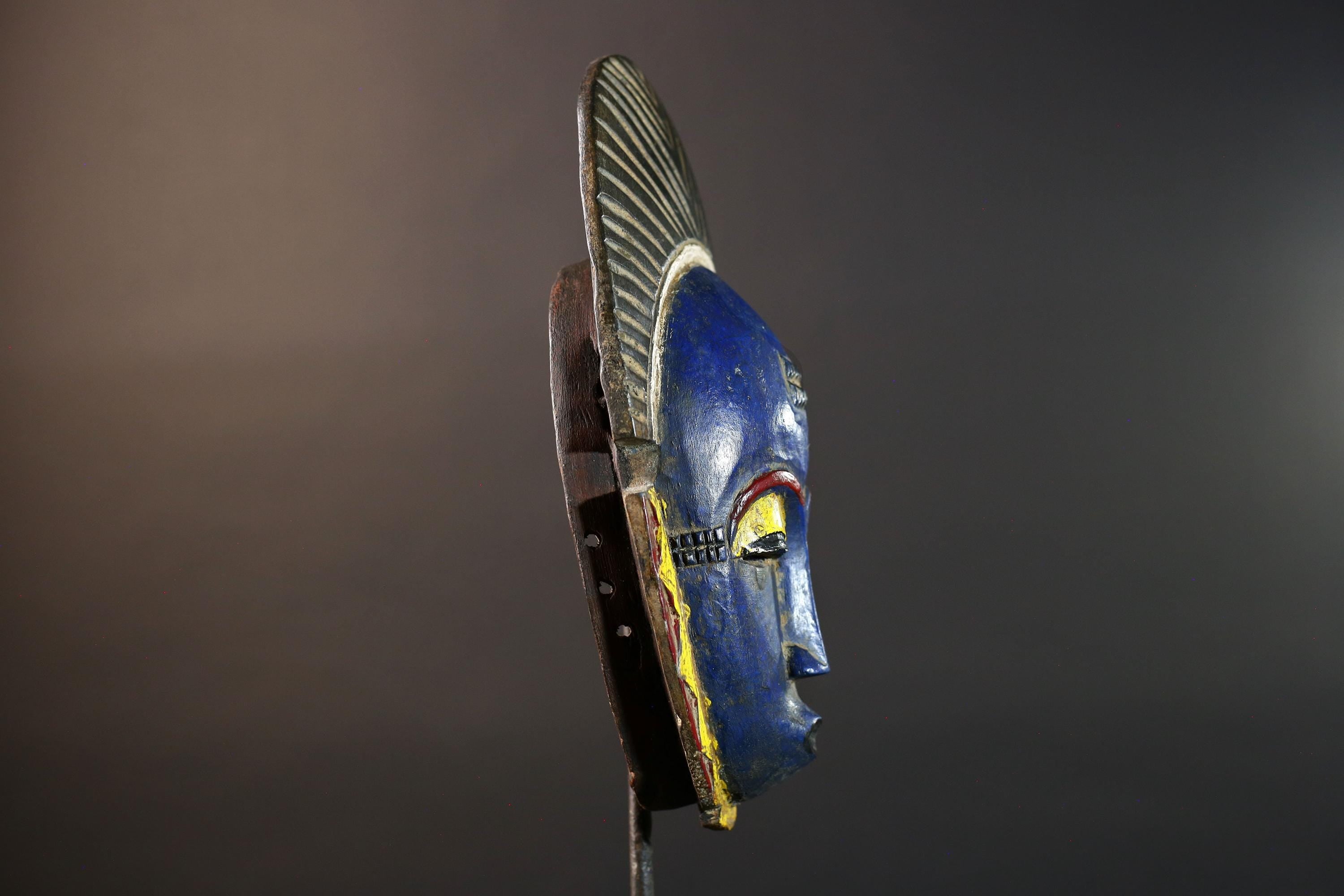 African Sun Face Wall Mask Hand-Carved Wood Tribal Home Decor Ethnic Art Hanging Piece Unique Handcrafted Gift One-of-a-Kind Collector -9720