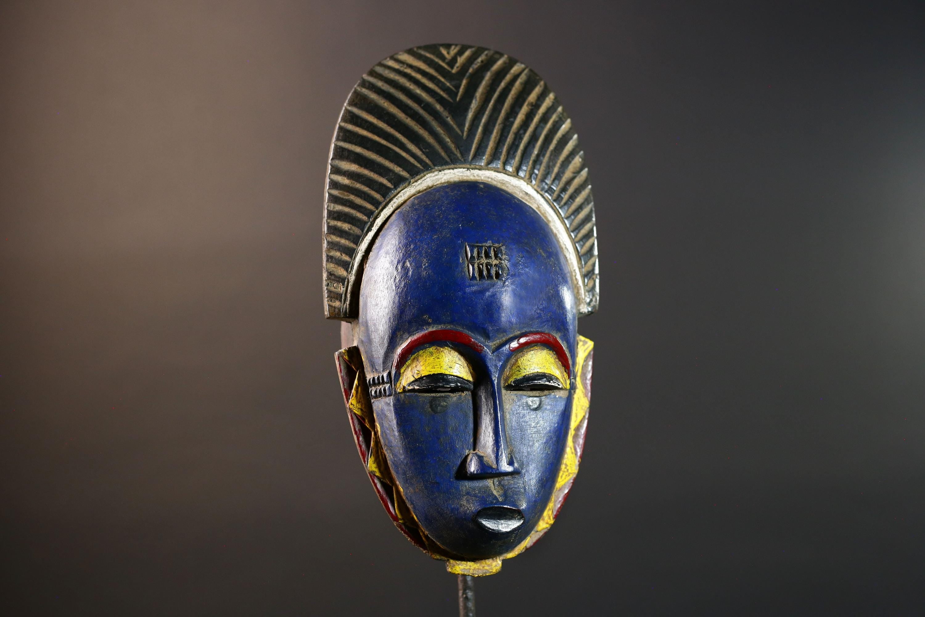 African Sun Face Wall Mask Hand-Carved Wood Tribal Home Decor Ethnic Art Hanging Piece Unique Handcrafted Gift One-of-a-Kind Collector -9720