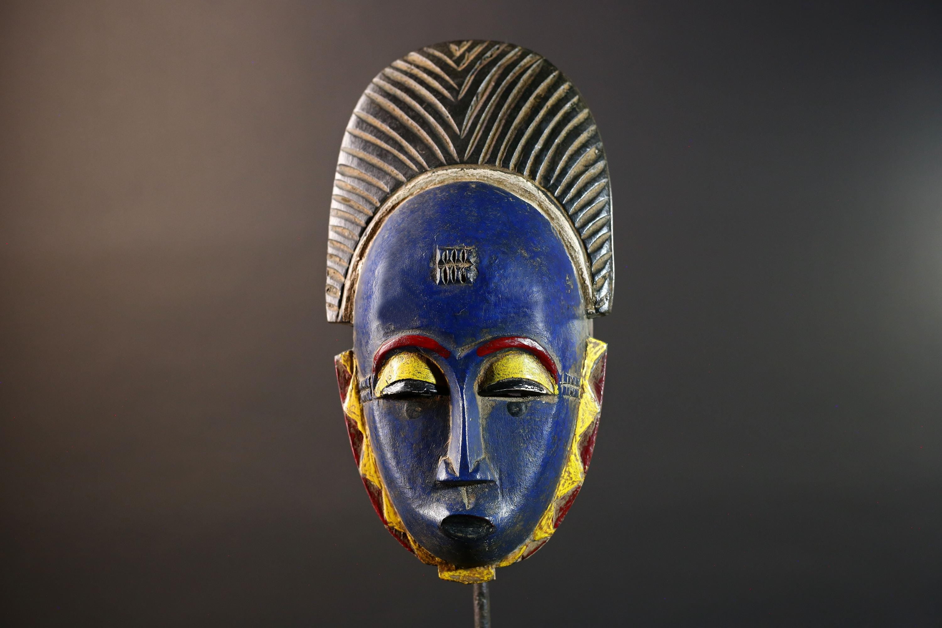 African Sun Face Wall Mask Hand-Carved Wood Tribal Home Decor Ethnic Art Hanging Piece Unique Handcrafted Gift One-of-a-Kind Collector -9720