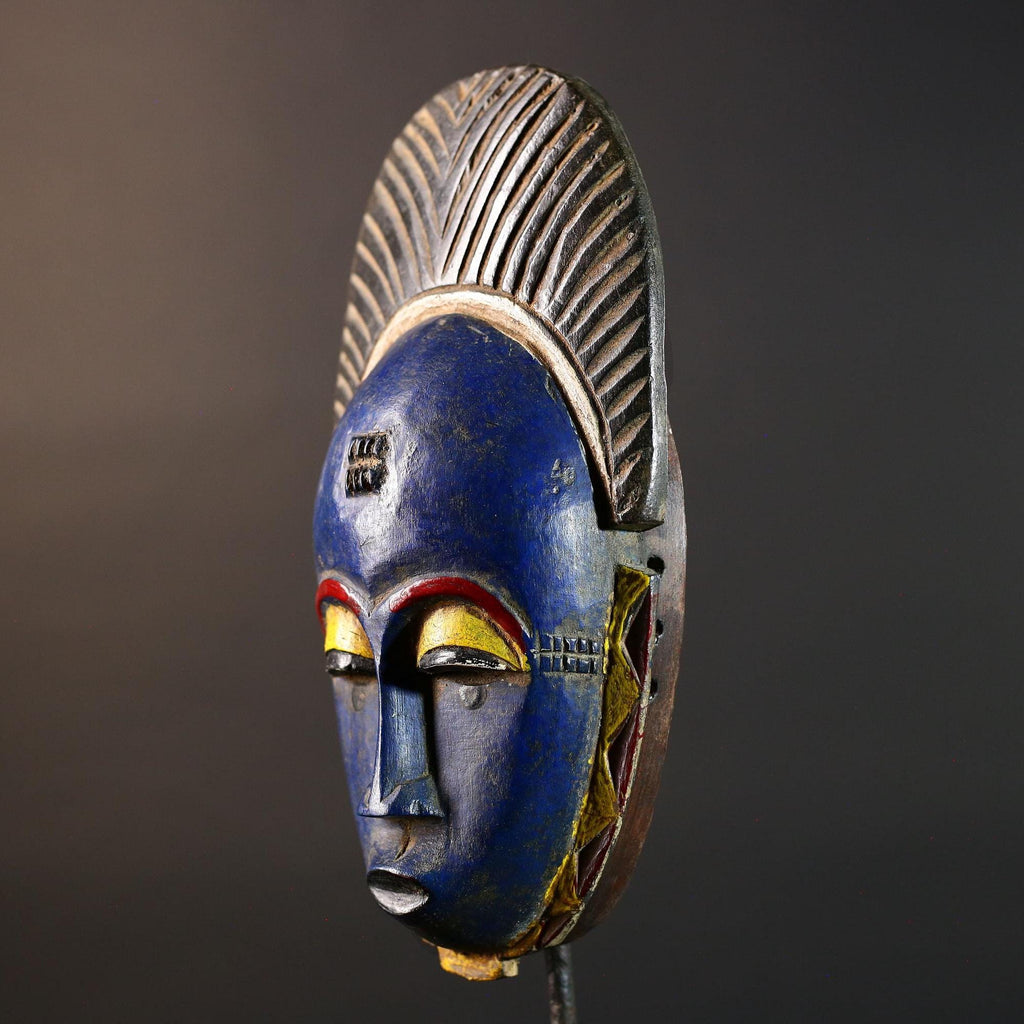 African Sun Face Wall Mask Hand-Carved Wood Tribal Home Decor Ethnic Art Hanging Piece Unique Handcrafted Gift One-of-a-Kind Collector -9720