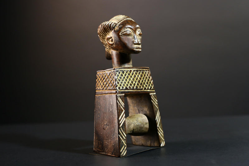 African Wooden Pulley Sculpture Decorative Home Wall Art Vintage Rustic Handcrafted Wood Art Gift Authentic Rare-G5702