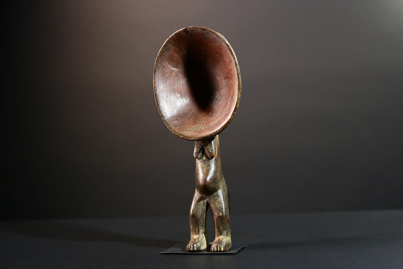 Handcrafted African Wooden Spoon Sculpture Serving Dish Art Rustic Home Decor Vintage Kitchen Gift Unique Tribal Accent Piece Art-G5703