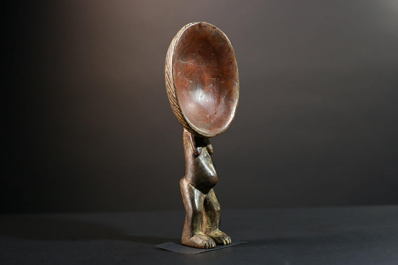 Handcrafted African Wooden Spoon Sculpture Serving Dish Art Rustic Home Decor Vintage Kitchen Gift Unique Tribal Accent Piece Art-G5703