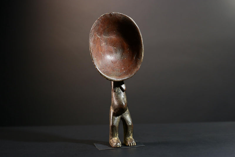Handcrafted African Wooden Spoon Sculpture Serving Dish Art Rustic Home Decor Vintage Kitchen Gift Unique Tribal Accent Piece Art-G5703