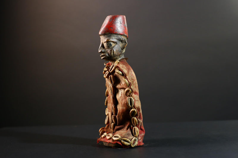 Authentic African Nkisi Power Figure Fetish Cloth Cowrie Shell Ritual Art Sculpture Spiritual Home Decor Collectible-G5704