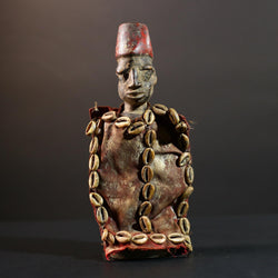Authentic African Nkisi Power Figure Fetish Cloth Cowrie Shell Ritual Art Sculpture Spiritual Home Decor Collectible-G5704