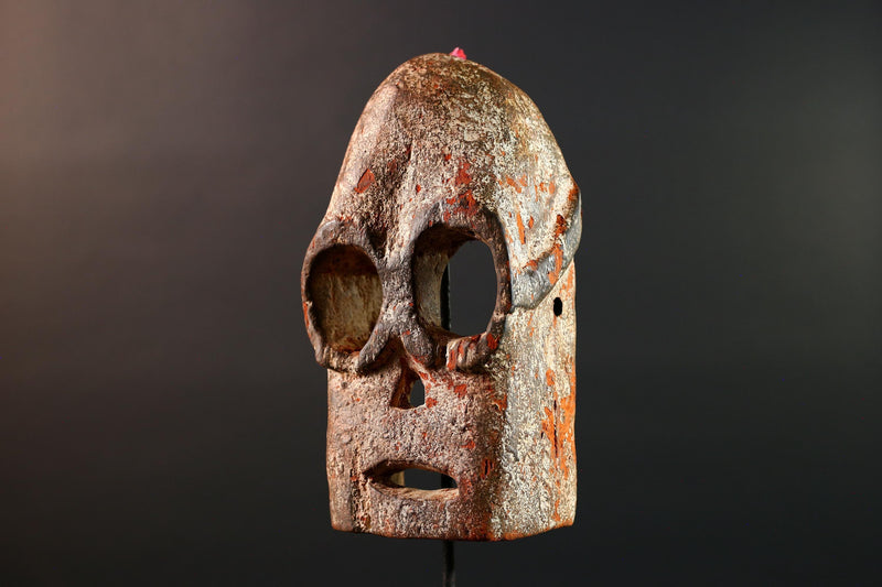Vintage African Weathered Wood Mask Carved Tribal Face Sculpture Rustic Home Decor Unique Gift Collectible Art Accent Piece Design-G5706