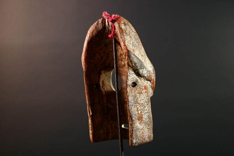 Vintage African Weathered Wood Mask Carved Tribal Face Sculpture Rustic Home Decor Unique Gift Collectible Art Accent Piece Design-G5706