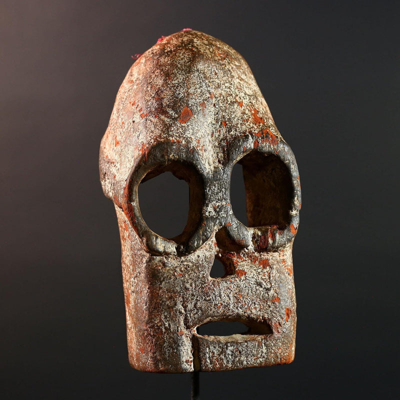 Vintage African Weathered Wood Mask Carved Tribal Face Sculpture Rustic Home Decor Unique Gift Collectible Art Accent Piece Design-G5706