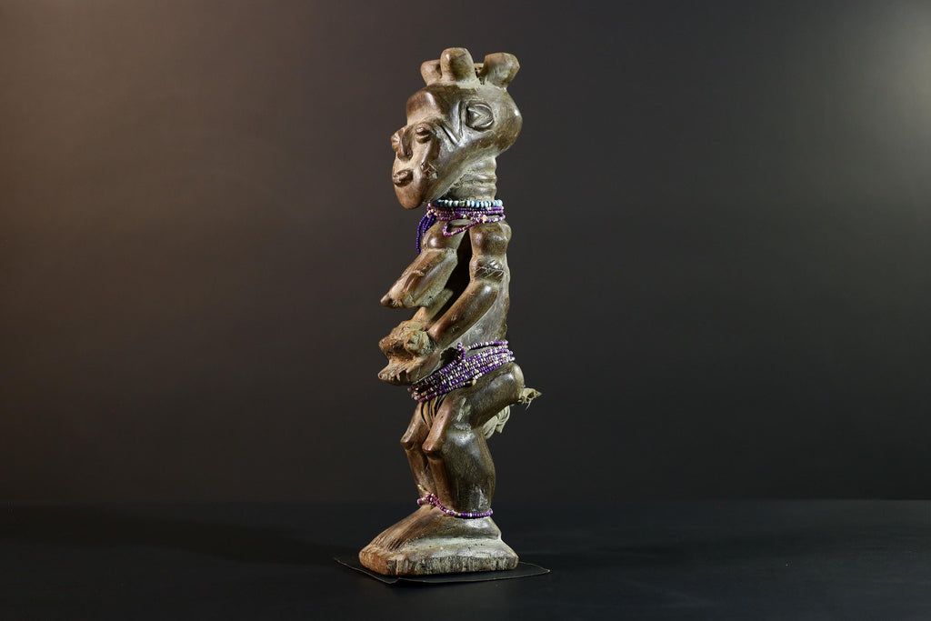 African wood statue hand carved tribal decor unique sculpture for home decor accent collectible masterpiece artisanal carving art.-G5713