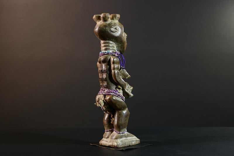 African wood statue hand carved tribal decor unique sculpture for home decor accent collectible masterpiece artisanal carving art.-G5713
