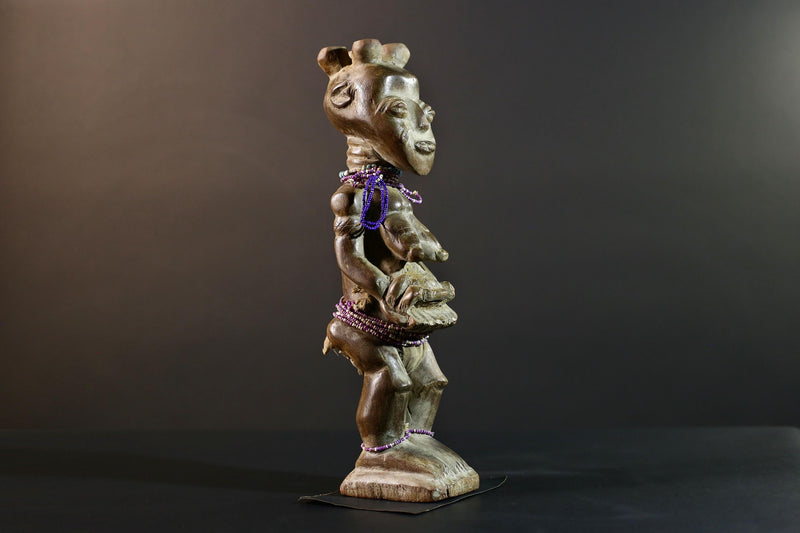 African wood statue hand carved tribal decor unique sculpture for home decor accent collectible masterpiece artisanal carving art.-G5713
