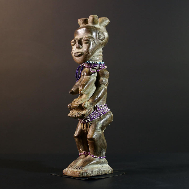African wood statue hand carved tribal decor unique sculpture for home decor accent collectible masterpiece artisanal carving art.-G5713