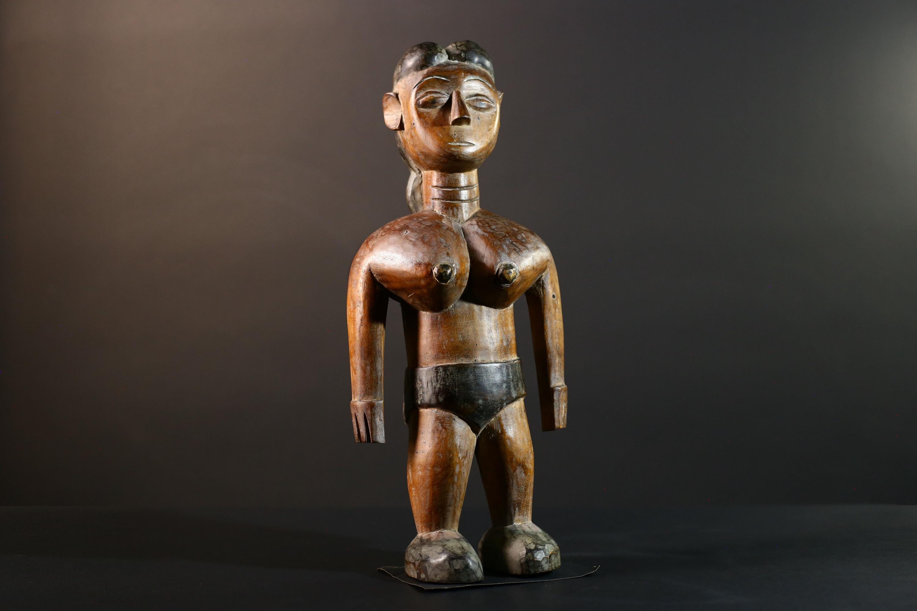 African wood statue hand carved female figure unique tribal art décor collectible sculpture 40cm 15.75in handcrafted gift art rare-G5714