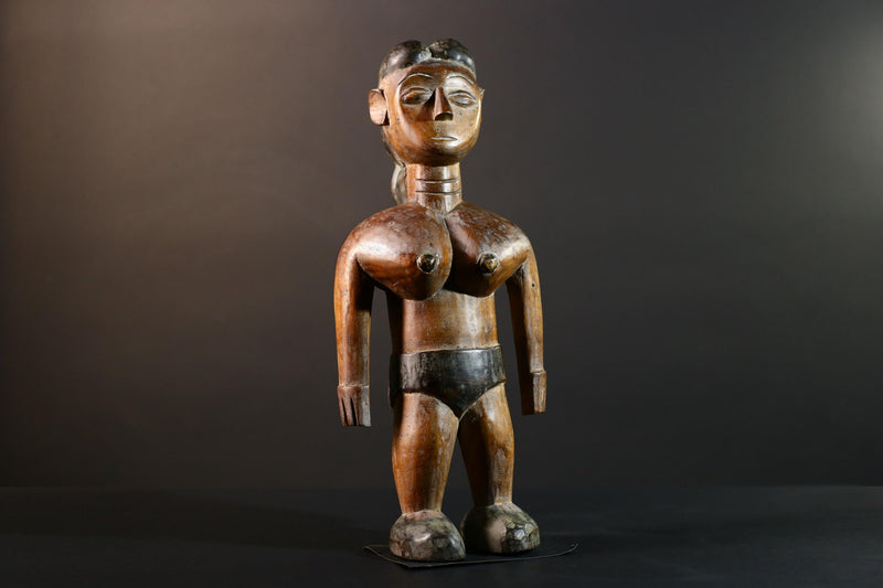 African wood statue hand carved female figure unique tribal art décor collectible sculpture 40cm 15.75in handcrafted gift art rare-G5714