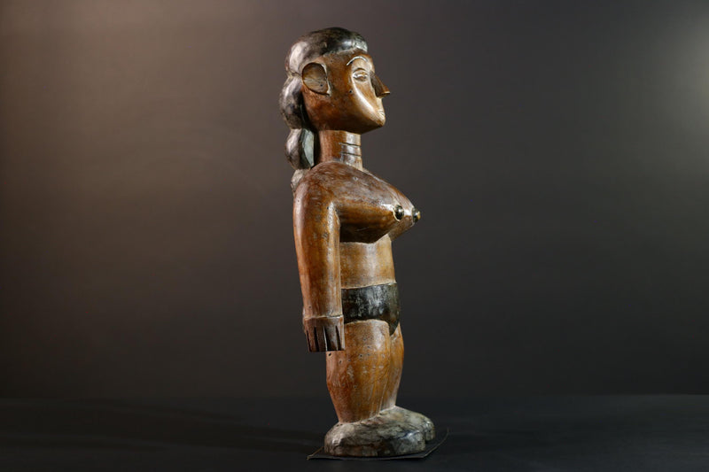African wood statue hand carved female figure unique tribal art décor collectible sculpture 40cm 15.75in handcrafted gift art rare-G5714