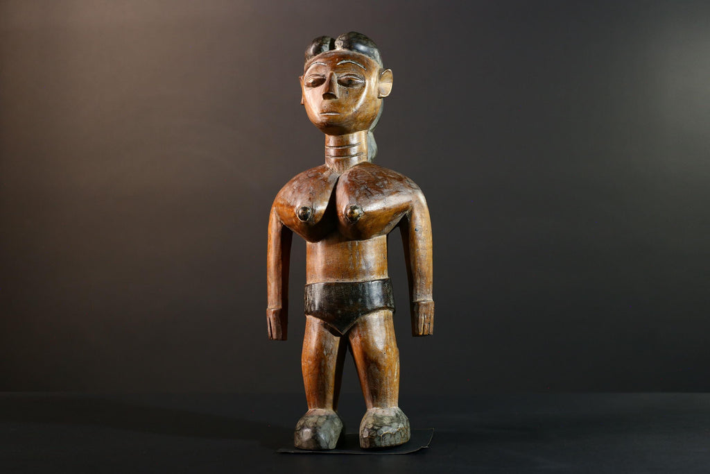 African wood statue hand carved female figure unique tribal art décor collectible sculpture 40cm 15.75in handcrafted gift art rare-G5714
