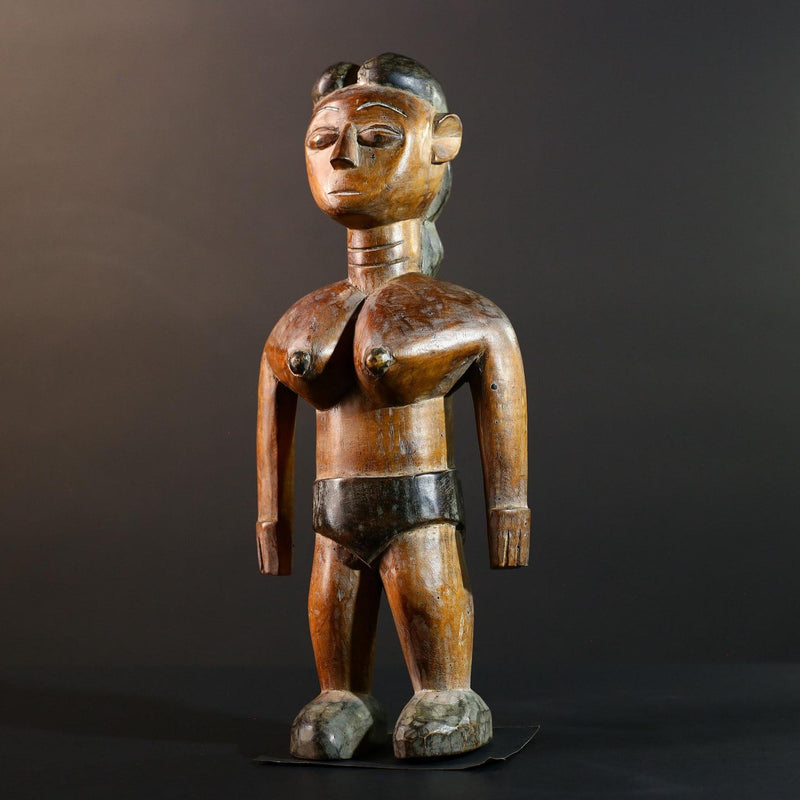 African wood statue hand carved female figure unique tribal art décor collectible sculpture 40cm 15.75in handcrafted gift art rare-G5714