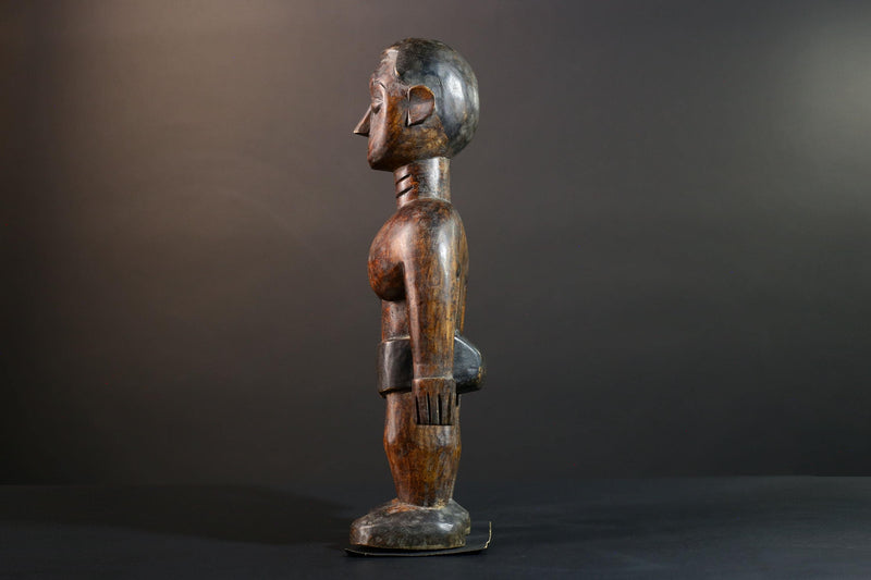 African wood statue hand carved tribal decor Unique ethnic art collectible sculpture for home accent handcrafted vintage décor-G5715