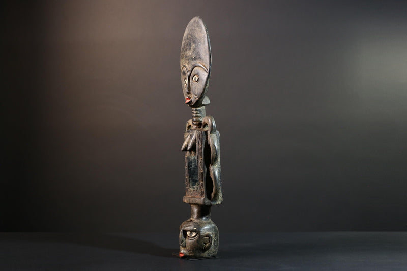 African wood statue hand carved tribal accent sculpture collectible art piece ancestral decor rare heirloom piece handmade-G5716