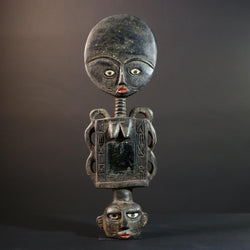 African wood statue hand carved tribal accent sculpture collectible art piece ancestral decor rare heirloom piece handmade-G5716