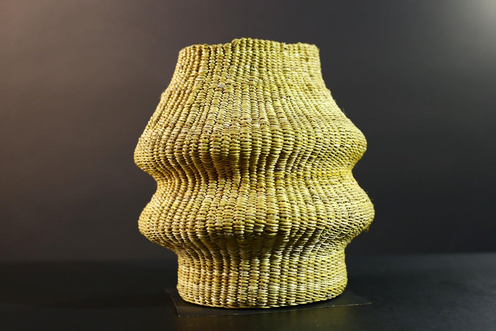 Hand-woven grass basket storage boho home decor organizer eco friendly sisal fiber round basket decorative accent G5717