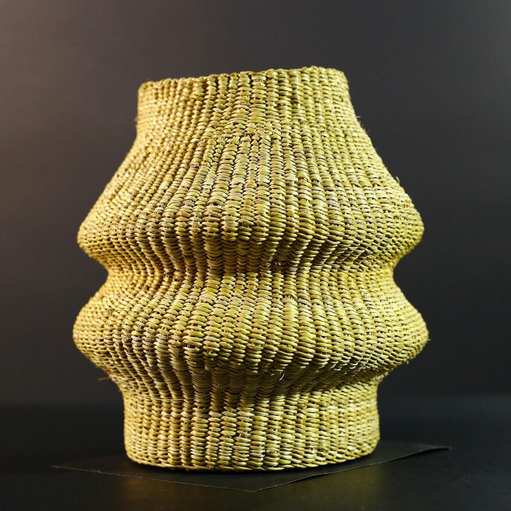 Hand-woven grass basket storage boho home decor organizer eco friendly sisal fiber round basket decorative accent G5717
