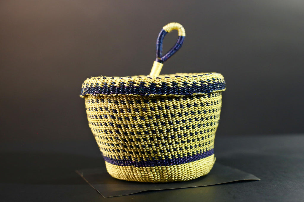 Handwoven Sisal Basket Boho Storage Decor Eco Lidded Round Organizer for Jewelry Trinkets Home Office Shelf Display Artisan Gift G5718