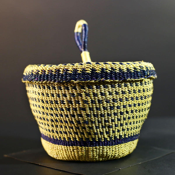Handwoven Sisal Basket Boho Storage Decor Eco Lidded Round Organizer for Jewelry Trinkets Home Office Shelf Display Artisan Gift G5718