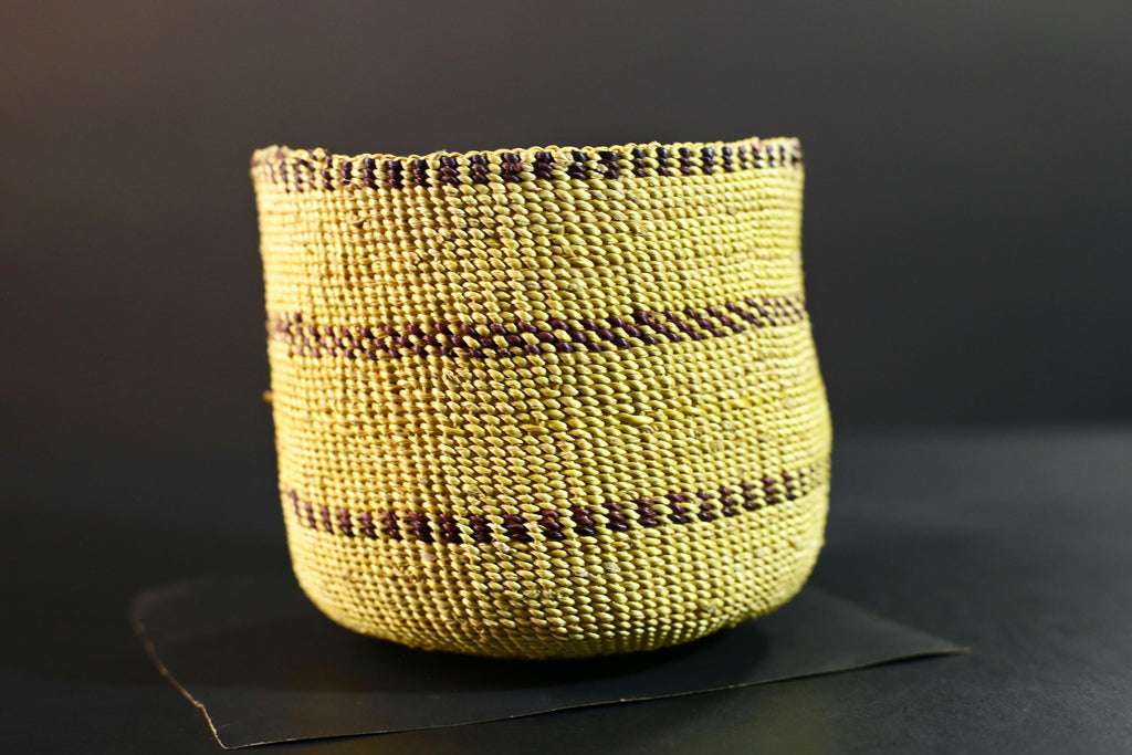 Handwoven Sisal Basket Boho Storage Container Natural Tribal Home Decor Eco-Friendly Organization Accent Gift Global Handcrafted Art G5719