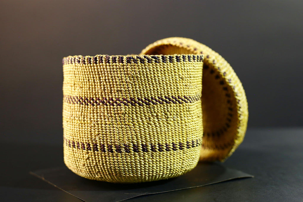 Handwoven Sisal Basket Boho Storage Container Natural Tribal Home Decor Eco-Friendly Organization Accent Gift Global Handcrafted Art G5719