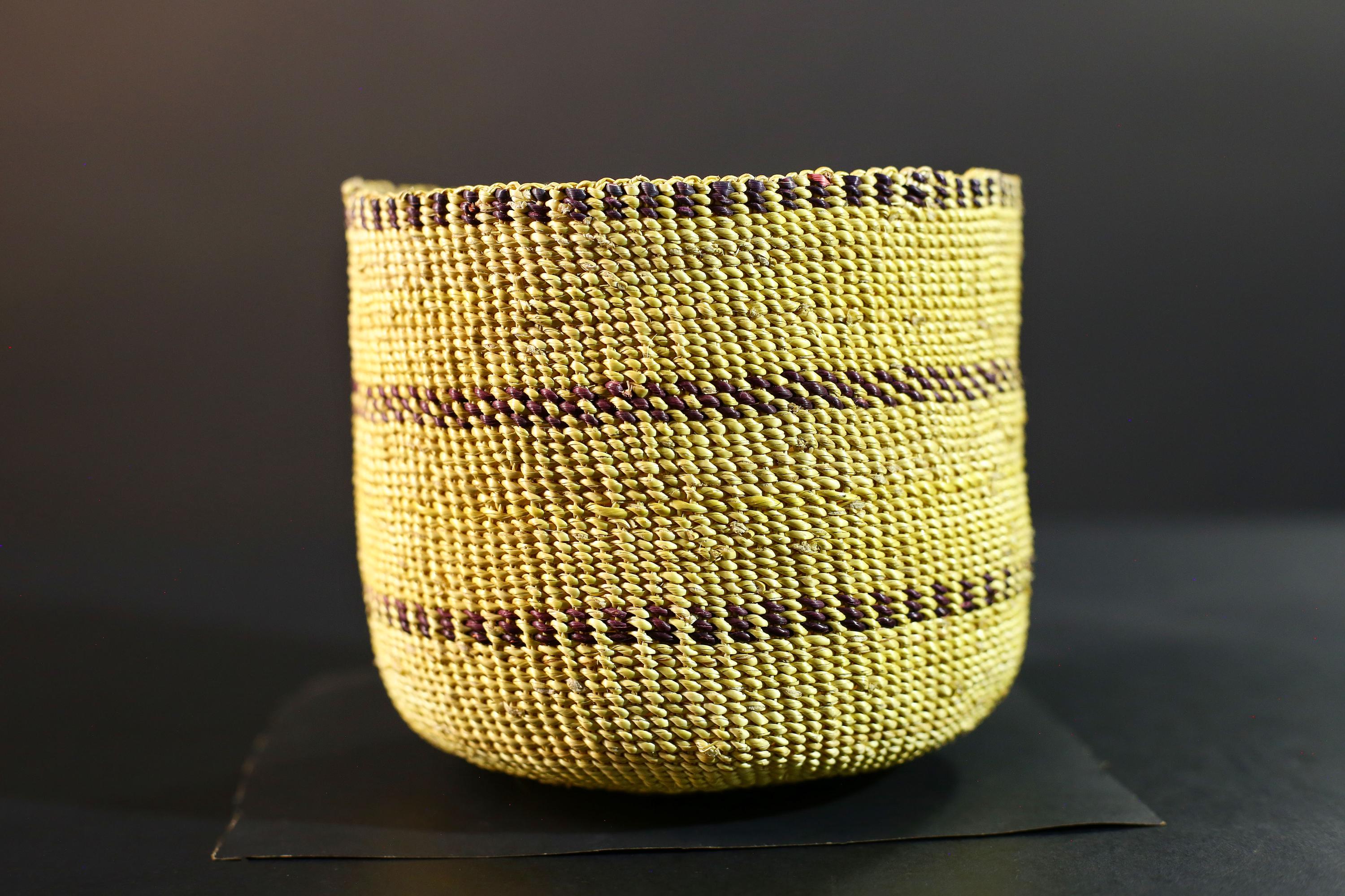 Handwoven Sisal Basket Boho Storage Container Natural Tribal Home Decor Eco-Friendly Organization Accent Gift Global Handcrafted Art G5719