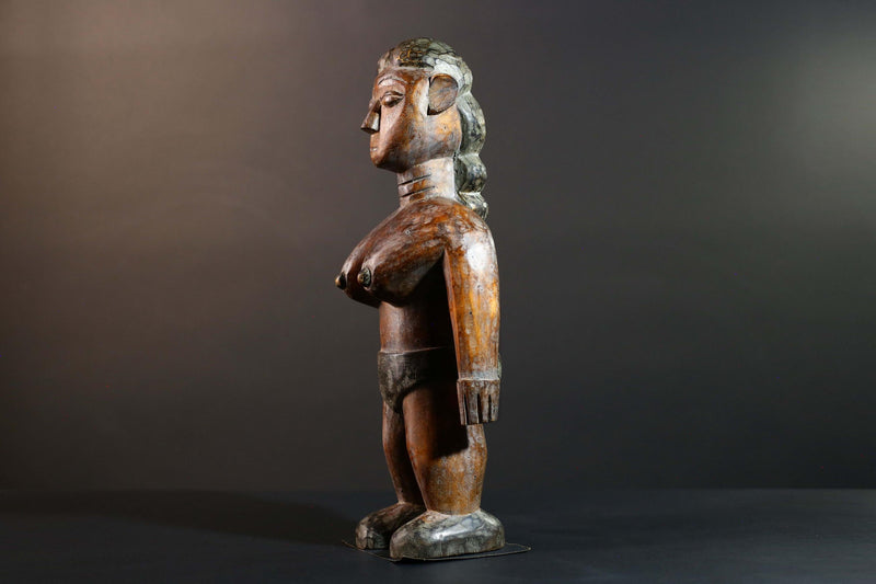 African Tribal Wood Baule Figure Hand Carved Rustic Ethnic Home Decor Sculpture Art Collectible Unique Gift Handcrafted Decor Art-G5720