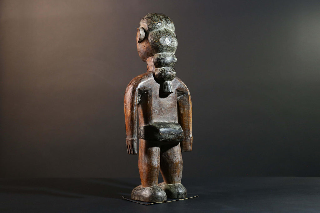 African Tribal Wood Baule Figure Hand Carved Rustic Ethnic Home Decor Sculpture Art Collectible Unique Gift Handcrafted Decor Art-G5720