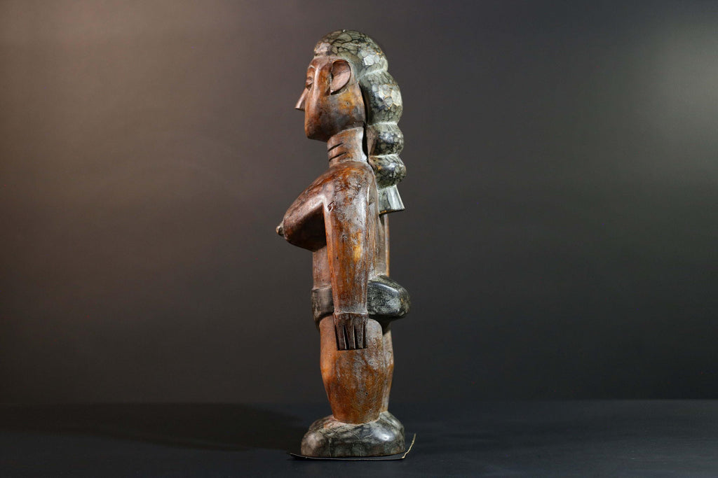 African Tribal Wood Baule Figure Hand Carved Rustic Ethnic Home Decor Sculpture Art Collectible Unique Gift Handcrafted Decor Art-G5720