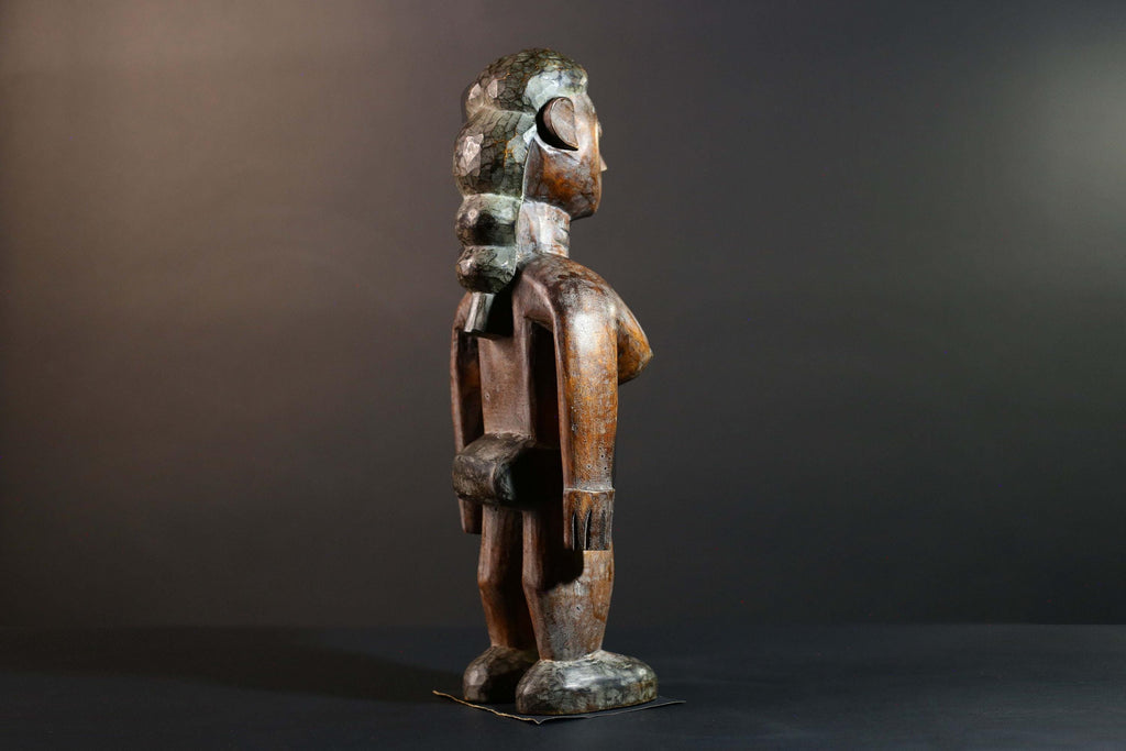 African Tribal Wood Baule Figure Hand Carved Rustic Ethnic Home Decor Sculpture Art Collectible Unique Gift Handcrafted Decor Art-G5720