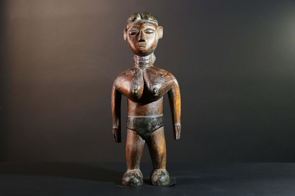 African Tribal Wood Baule Figure Hand Carved Rustic Ethnic Home Decor Sculpture Art Collectible Unique Gift Handcrafted Decor Art-G5720