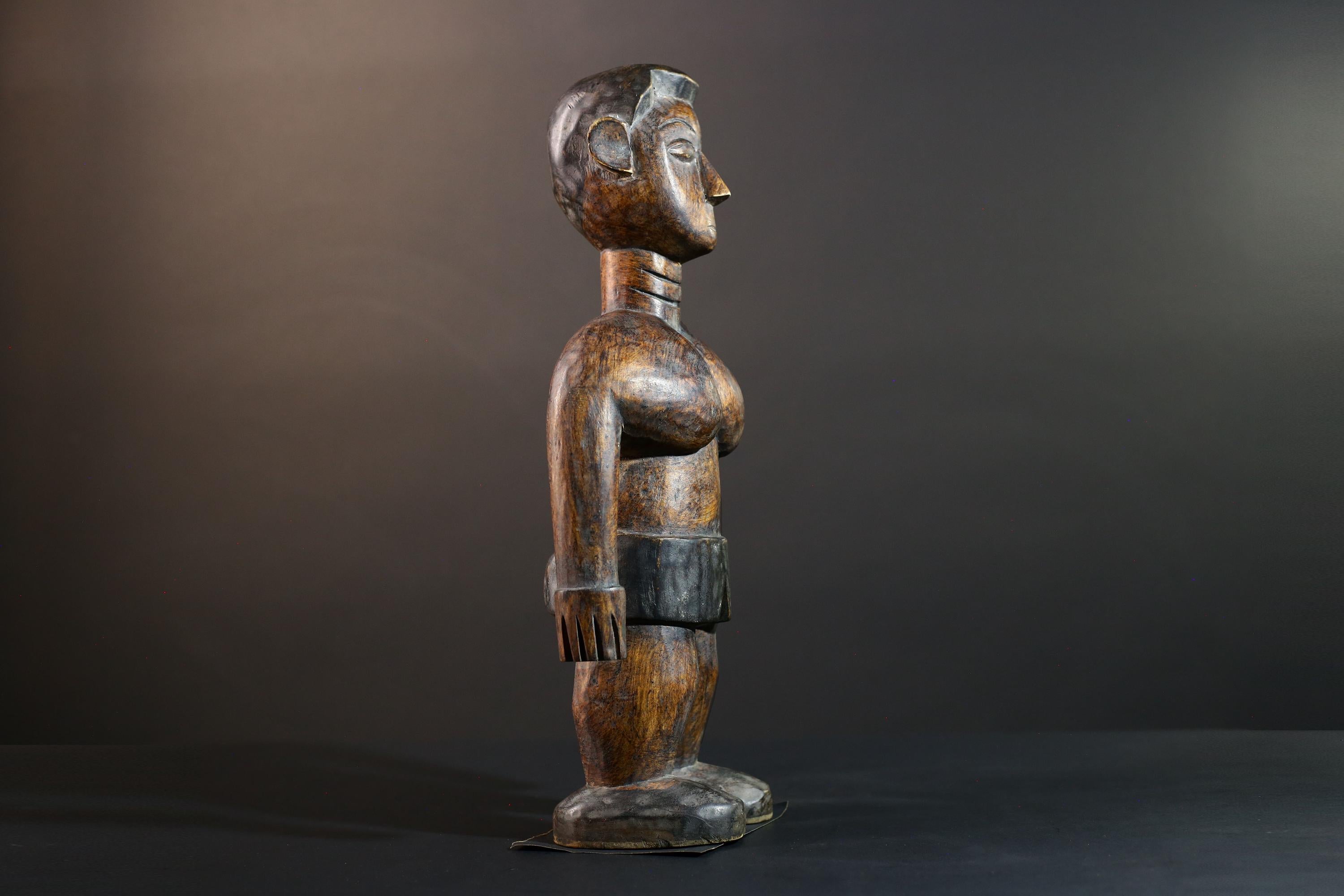 African Tribal Wood Baule Figure Hand Carved Rustic Ethnic Home Decor Sculpture Art Collectible Unique Gift Handcrafted Decor Art-G5721