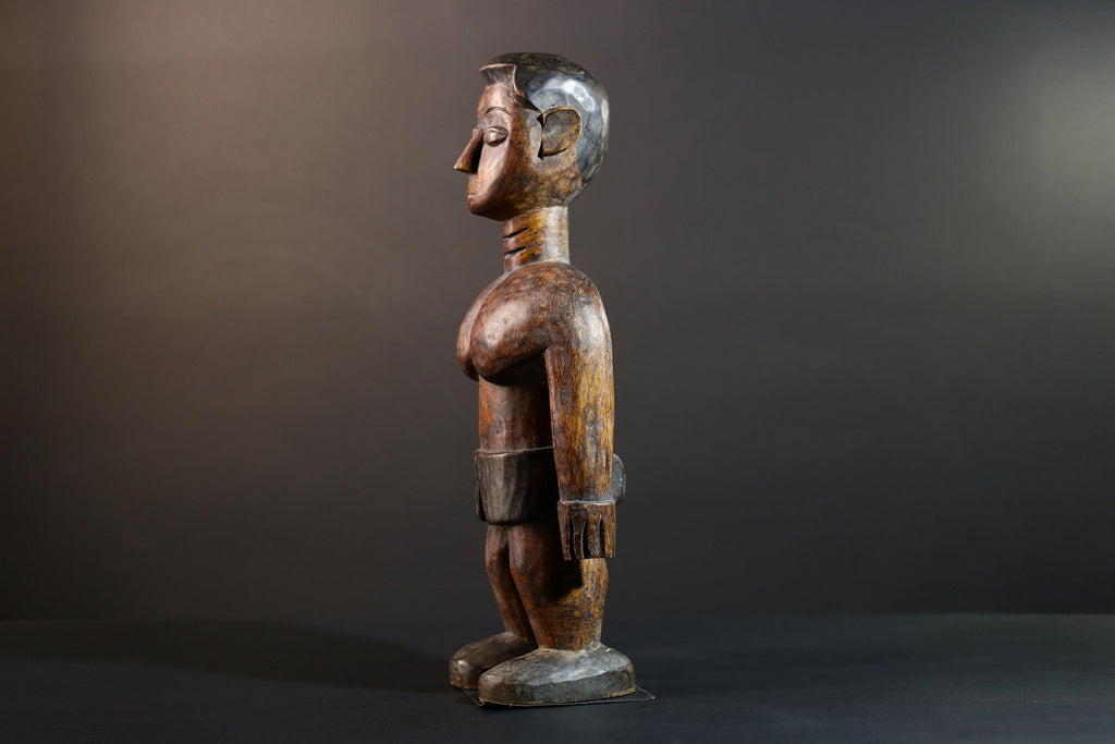 African Tribal Wood Baule Figure Hand Carved Rustic Ethnic Home Decor Sculpture Art Collectible Unique Gift Handcrafted Decor Art-G5721