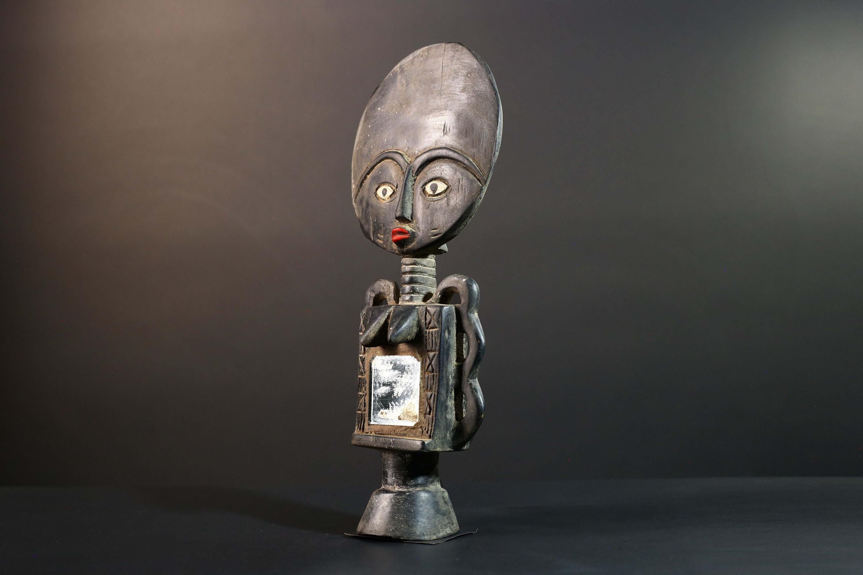 African Akan Fertility Doll Hand Carved Ghana Ashanti Tribal Sculpture Home Decor Collectible Wood Art Piece Heirloom Gift Art Set-G5722