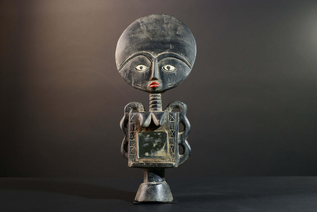 African Akan Fertility Doll Hand Carved Ghana Ashanti Tribal Sculpture Home Decor Collectible Wood Art Piece Heirloom Gift Art Set-G5722