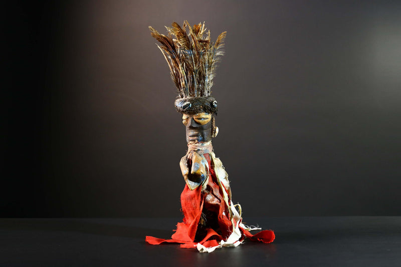African Kongo Nail Fetish Nkisi Nkondi Sculpture Wall Art Home Decor Vintage Wood Tribal Ritual Figure Unique Collectible Rare Art-G5726