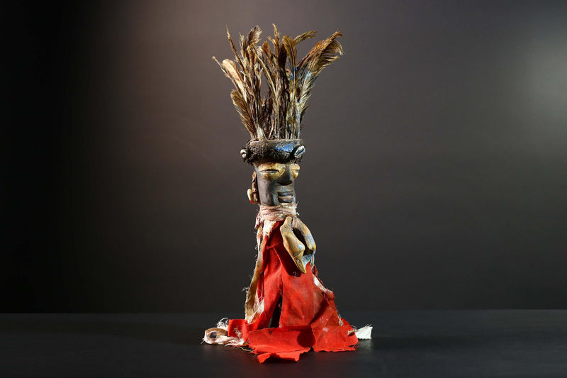 African Kongo Nail Fetish Nkisi Nkondi Sculpture Wall Art Home Decor Vintage Wood Tribal Ritual Figure Unique Collectible Rare Art-G5726