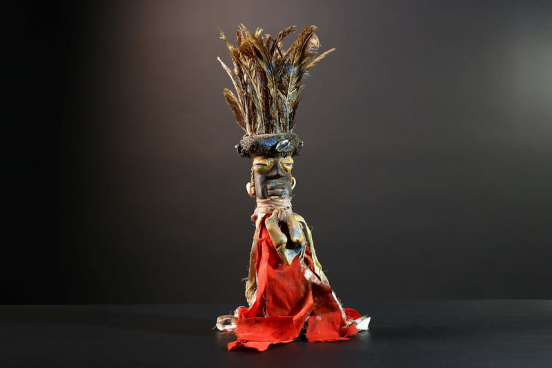 African Kongo Nail Fetish Nkisi Nkondi Sculpture Wall Art Home Decor Vintage Wood Tribal Ritual Figure Unique Collectible Rare Art-G5726